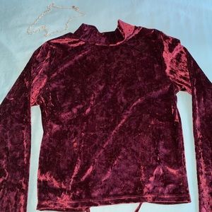 Red velvet long sleeve shirt